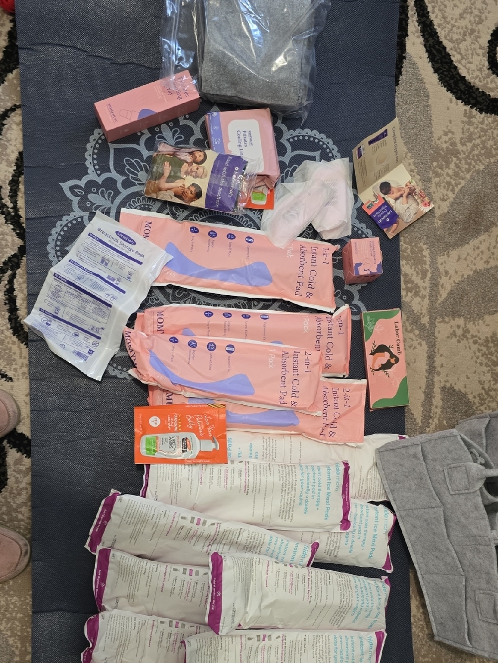 Labor, Delivery, And POSTPARTDUM BUNDLE! Chill Pads, MILK BAGS, NIPPLE CREAM